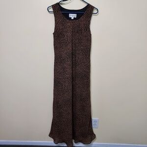 Studio I Sleeveless Flowy Black & Brown lined animal print dress size 8 Moody